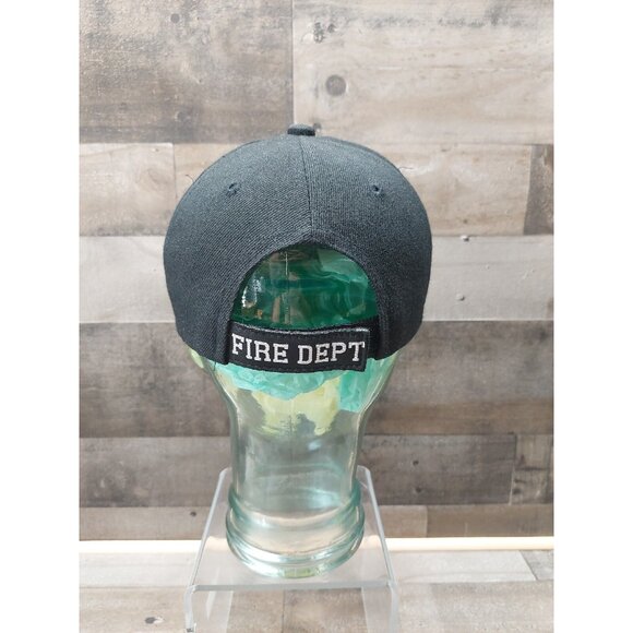 TK Cap Fire Fighter FD Black With Raised Embroidered Logo Hook n Loop Hat - Picture 4 of 7